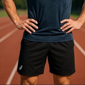 NWT ASICS Men’s Solid Athletic Stock Shorts Black, Small, Running, Workout